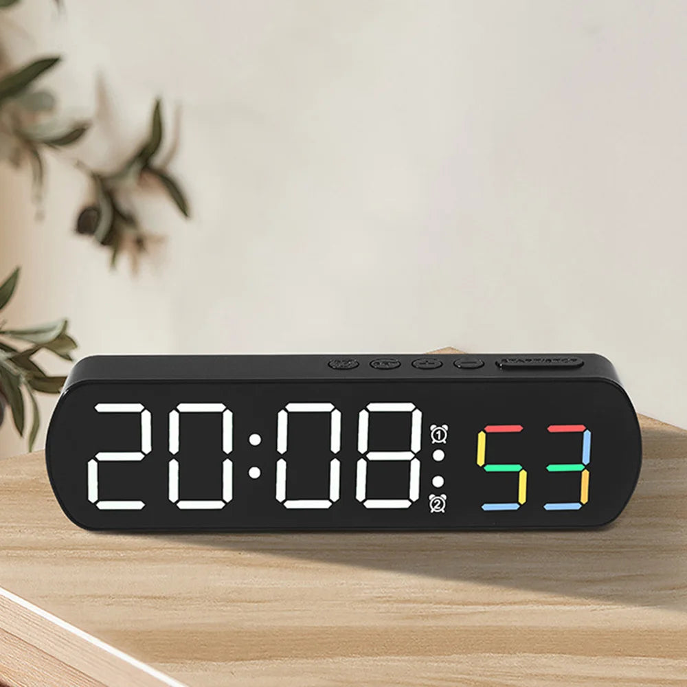 Horloge LED Digitale Moderne | Support Multimédia | Silencieuse