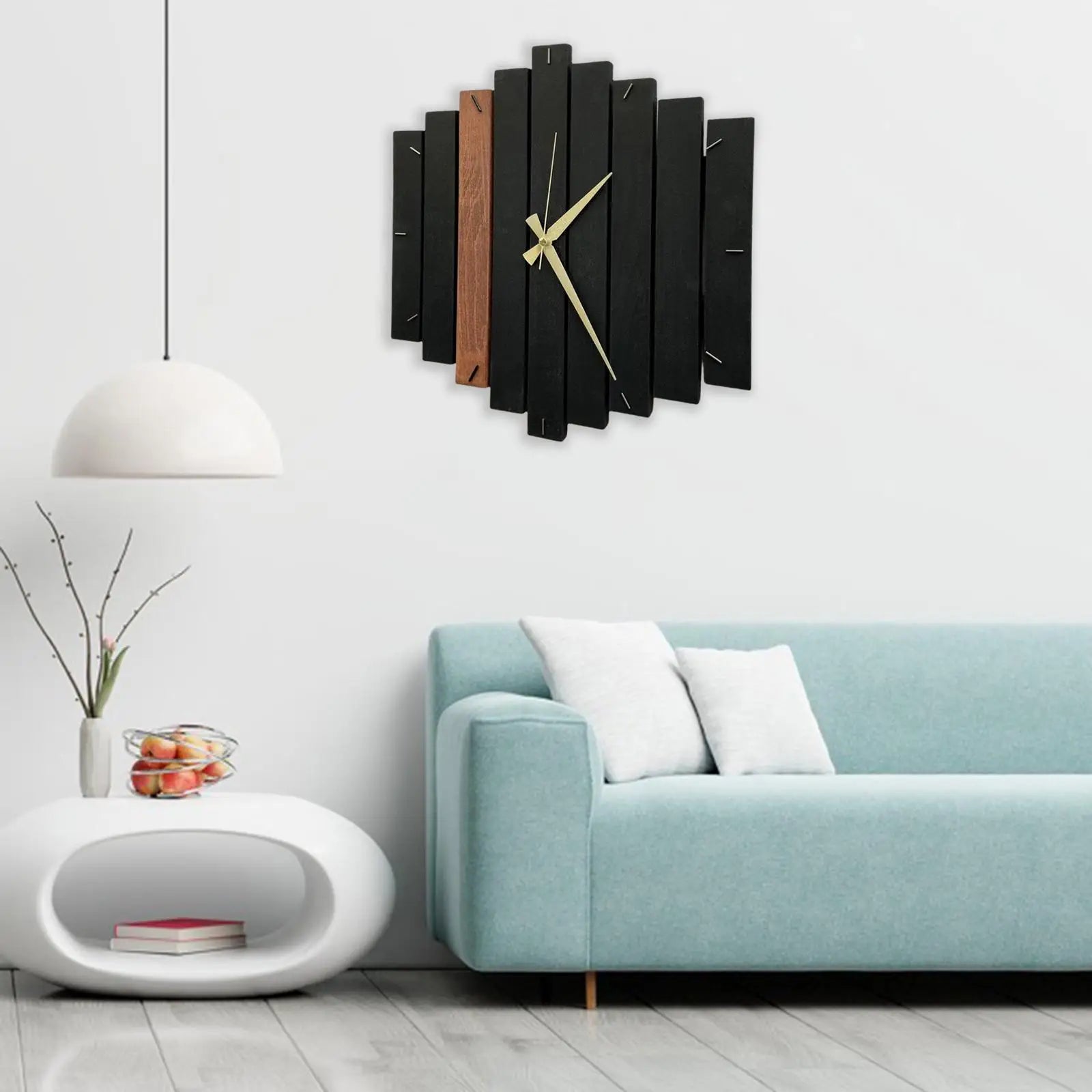 Horloge Bois Géométrique | Design Steampunk Lames Éventail | Silencieuse