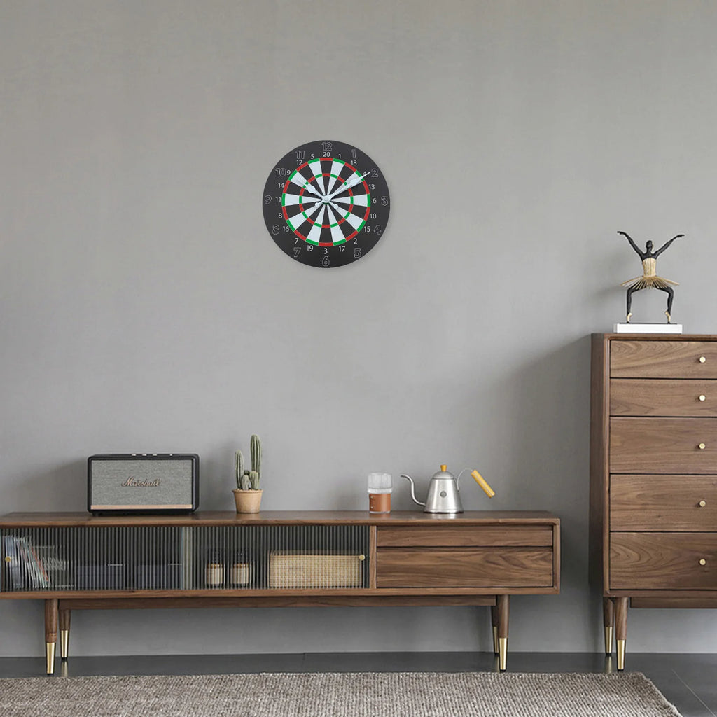 Horloge Murale Cible Fléchettes | Design Réaliste Silencieuse | Bambou 24-39cm