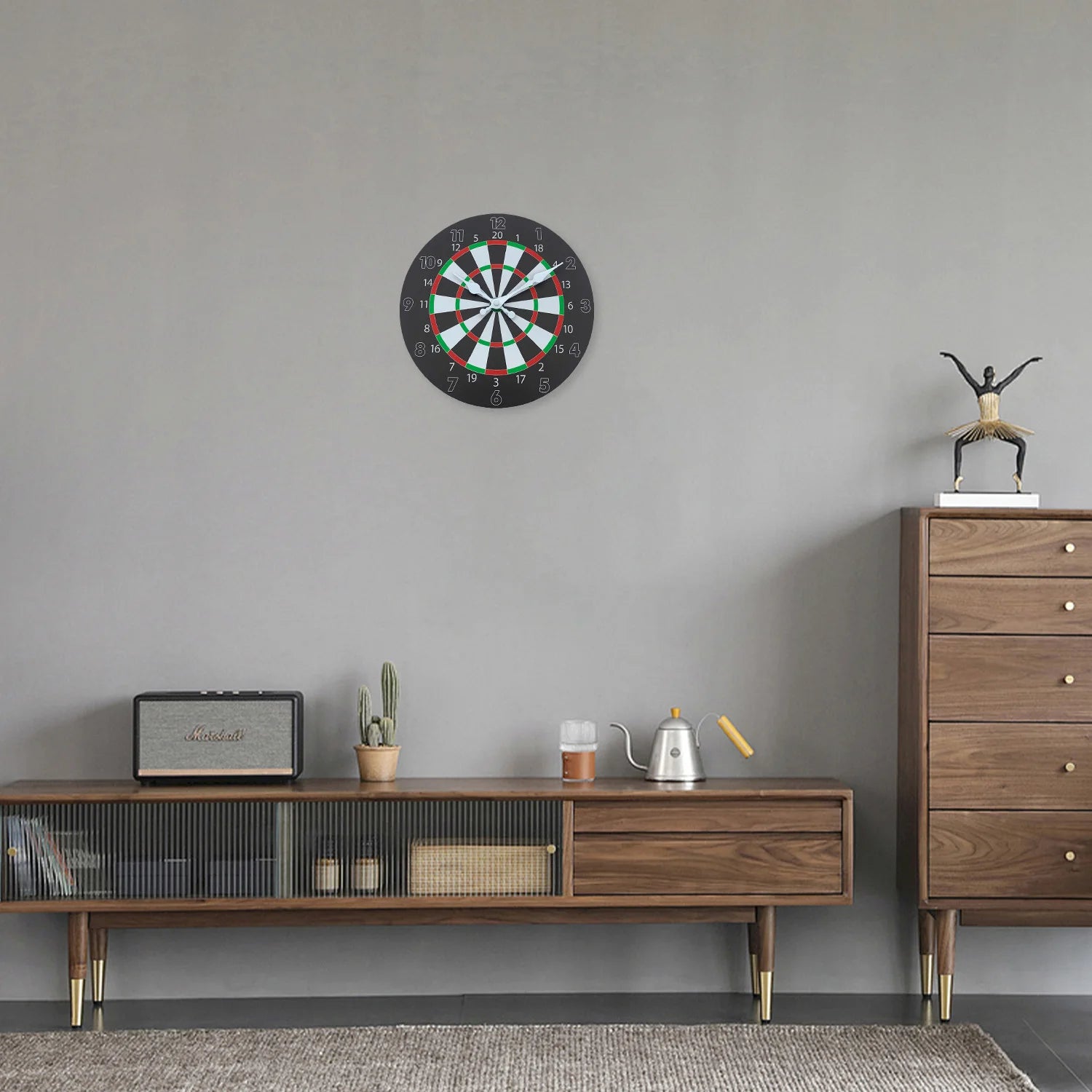 Horloge Murale Cible Fléchettes | Design Réaliste Silencieuse | Bambou 24-39cm