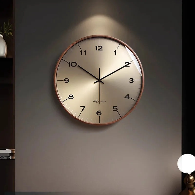 Horloge Bois Massif Cuivrée | Design Italien Cadran Doré | Silencieuse