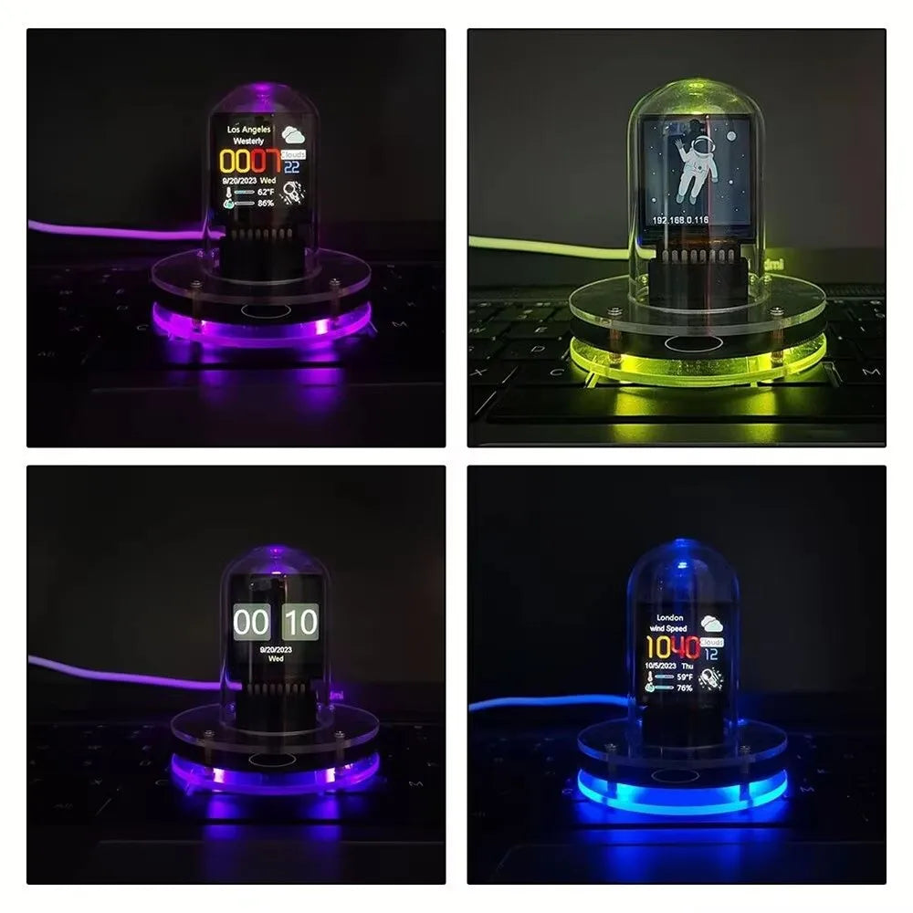 Horloge Nixie Cyberpunk | WiFi Station Météo RGB | Écran IPS