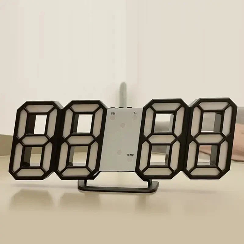 Horloge Numérique LED 3D | Affichage Moderne Épuré | Multifonction 23cm