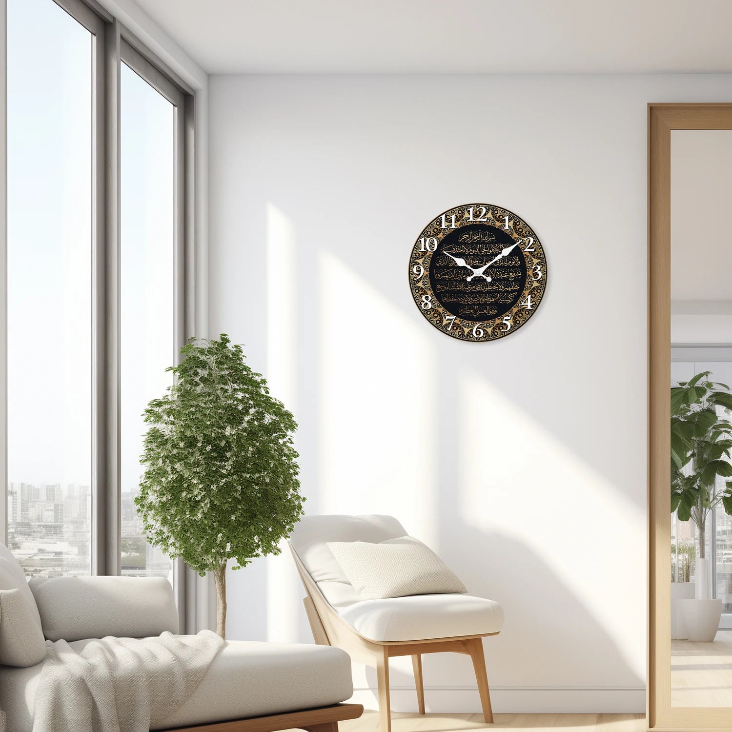 Horloge Bois Calligraphie Islamique | Style Oriental Élégant | 25-39cm Silencieuse