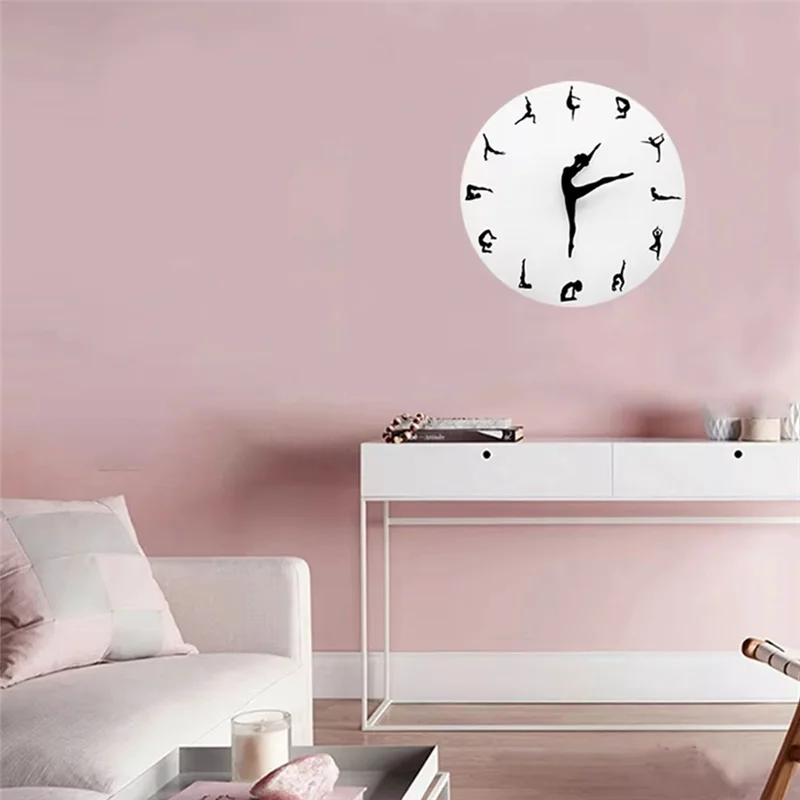 Horloge Murale Yoga Silencieuse | Design Danseuse Zen | Décoration Artistique 30cm