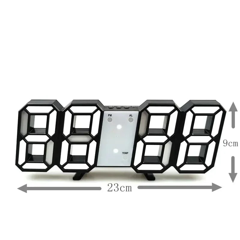 Horloge Numérique LED 3D | Affichage Moderne Épuré | Multifonction 23cm