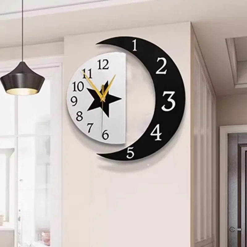 Horloge Lune Étoiles | Design Cosmique Mystique | Silencieuse