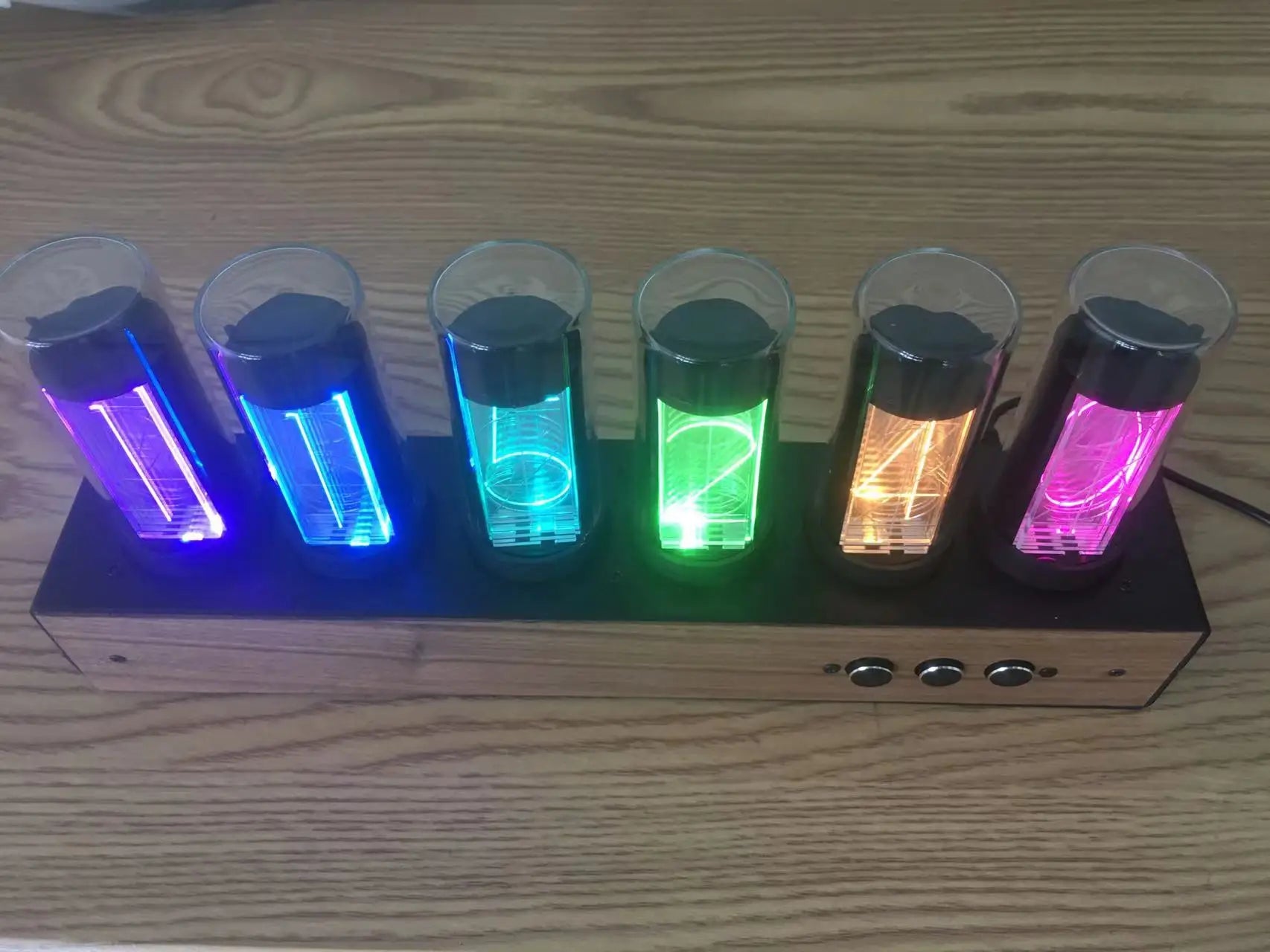 Horloge Nixie Steampunk | Boîtier Bois Tubes LED | Rétro-Futuriste