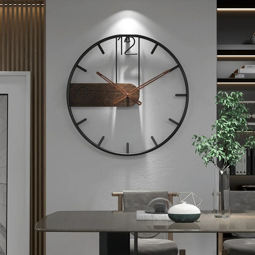 Horloge Industrielle Métal Bois | Loft Urbain Chic | Silencieuse