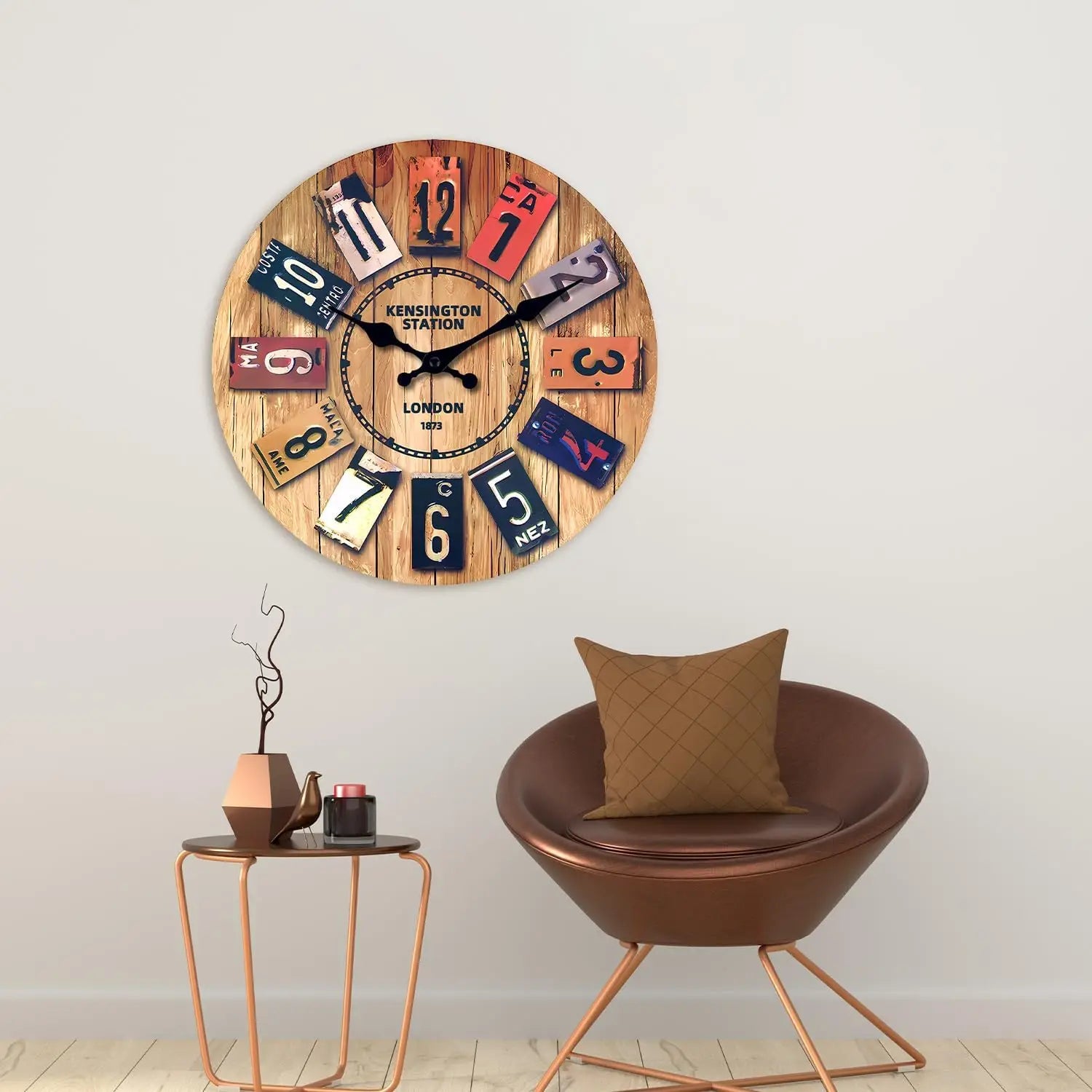 Horloge Murale Vintage Industrielle | Style Plaque Immatriculation | Rétro 30cm