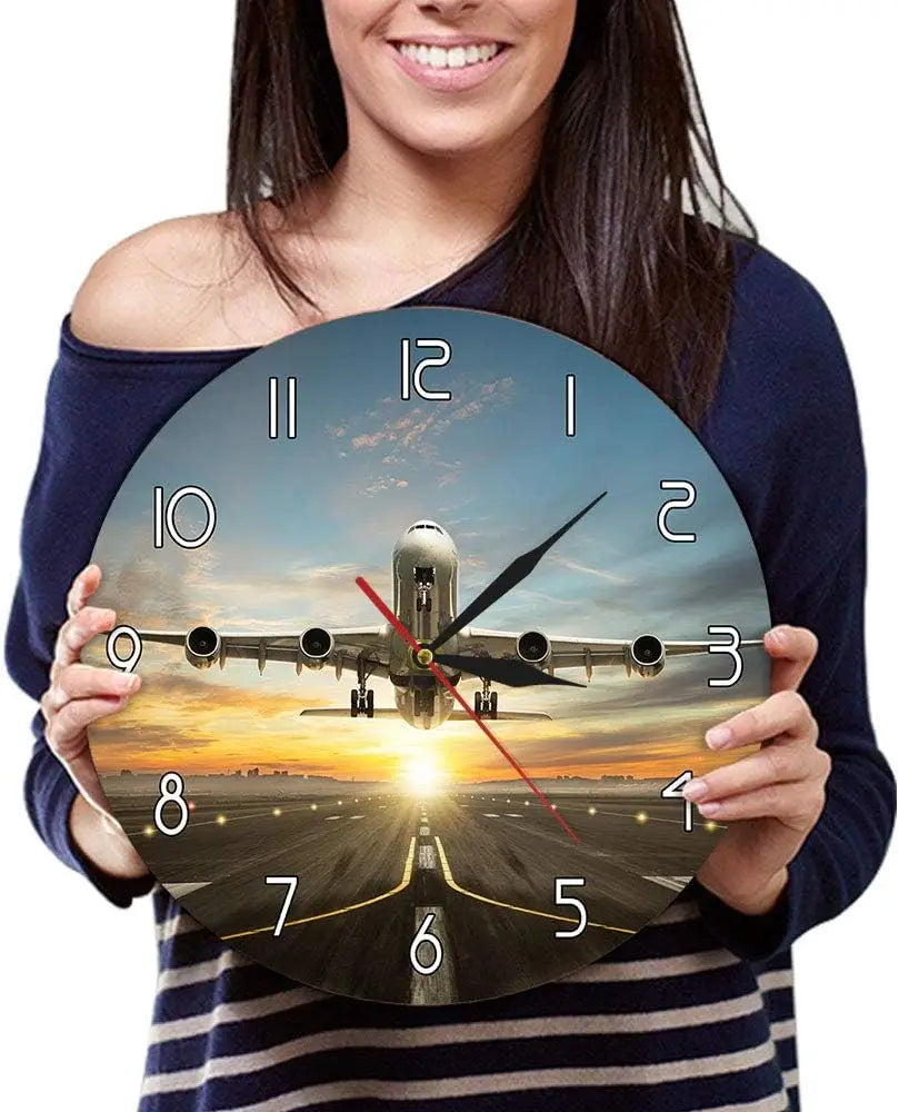 Horloge Avion Photo Réaliste | Évasion Aéronautique | Silencieuse