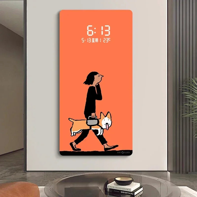Horloge Murale Silencieuse LED | Design Coréen Digital | Affichage Heure Date Température