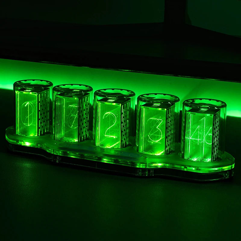 Horloge Nixie Tube Authentique | 5 Tubes RGB Transparent | Bureau