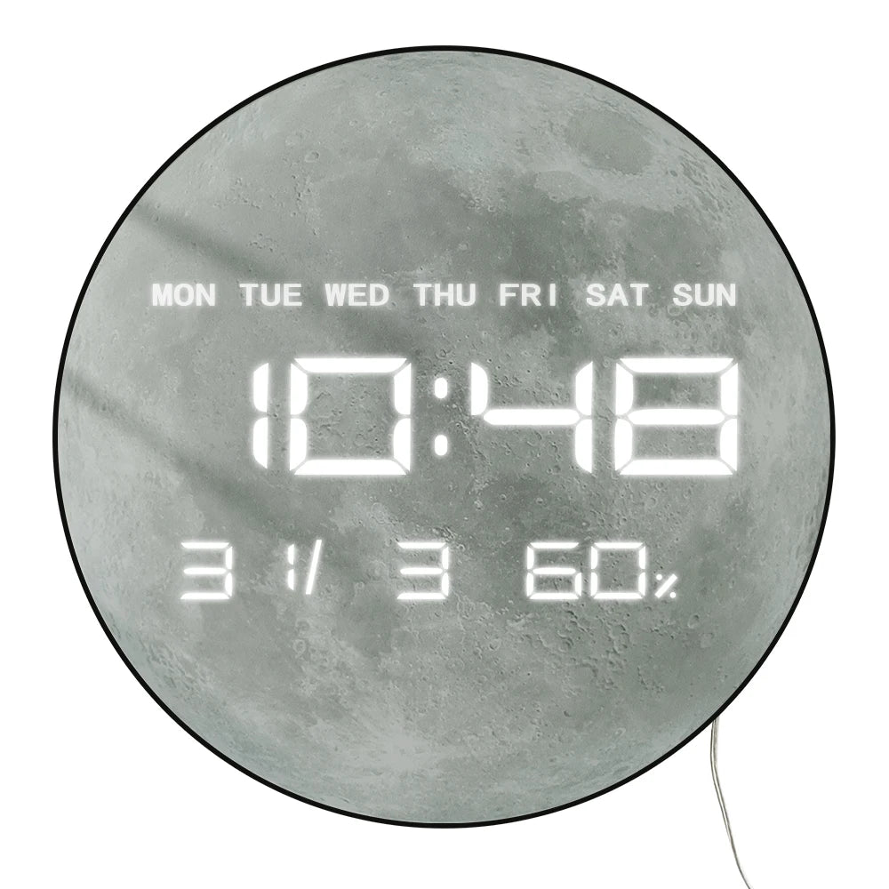 Horloge Lune LED Auto-Dimming | Affichage Géant | Design Spatial 3D