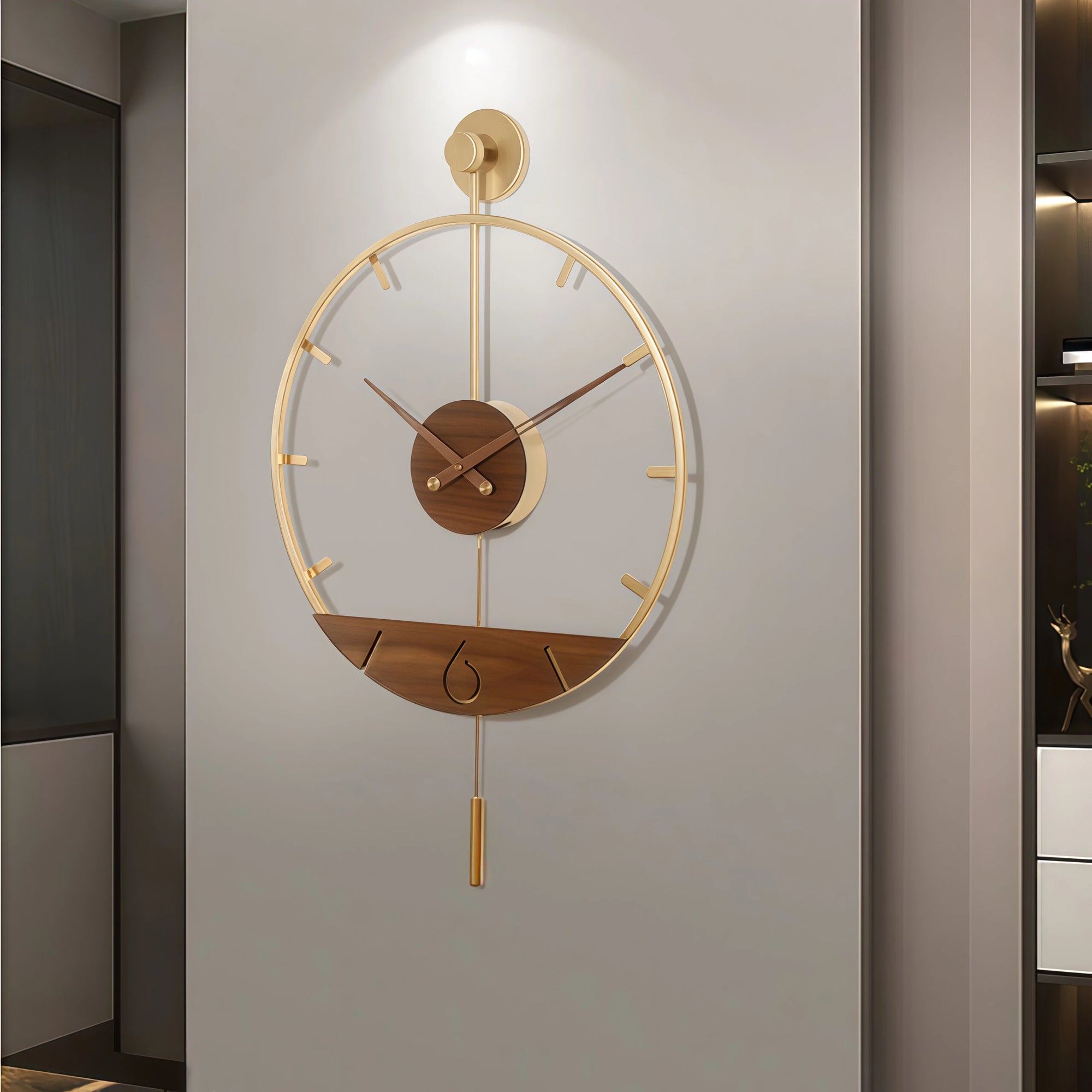 Horloge Design Rétro Balancier | Métal Bois Silencieuse | Grande 60cm Moderne