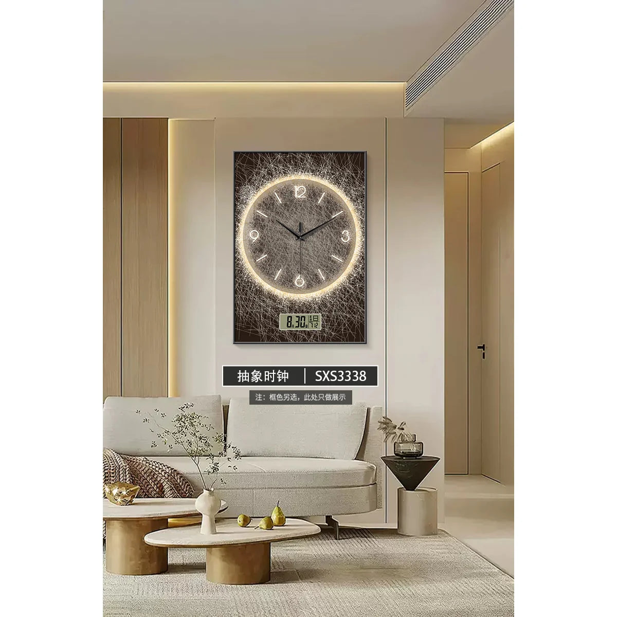Horloge Murale Tableau LED Design | Style Abstrait Éclairage | 40-80cm Moderne