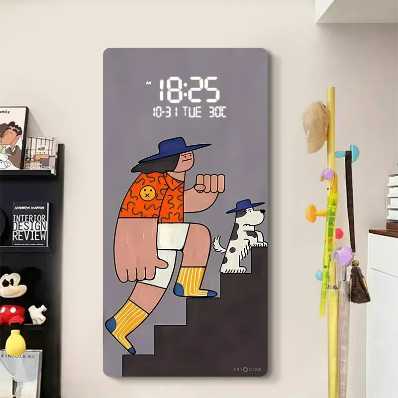 Horloge Murale Silencieuse LED | Design Coréen Digital | Affichage Heure Date Température