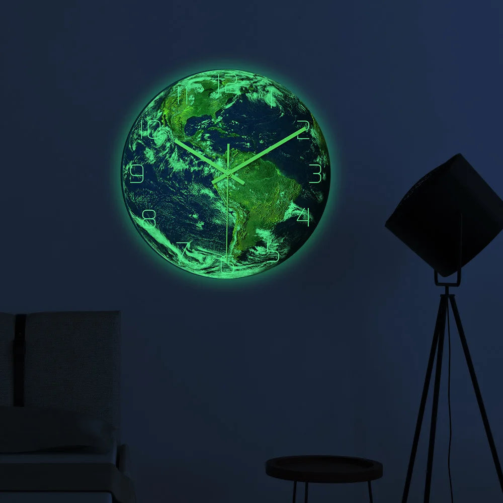 Horloge Terre Phosphorescente | Brille Nuit Entière | Effet 3D Spatial