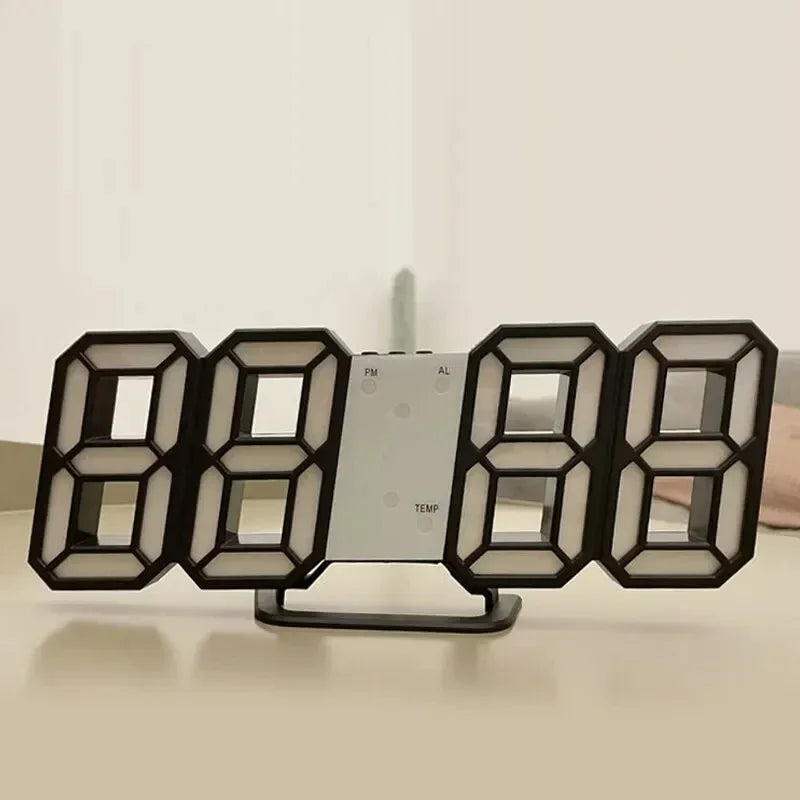 Horloge Numérique LED 3D | Affichage Moderne Épuré | Multifonction 23cm