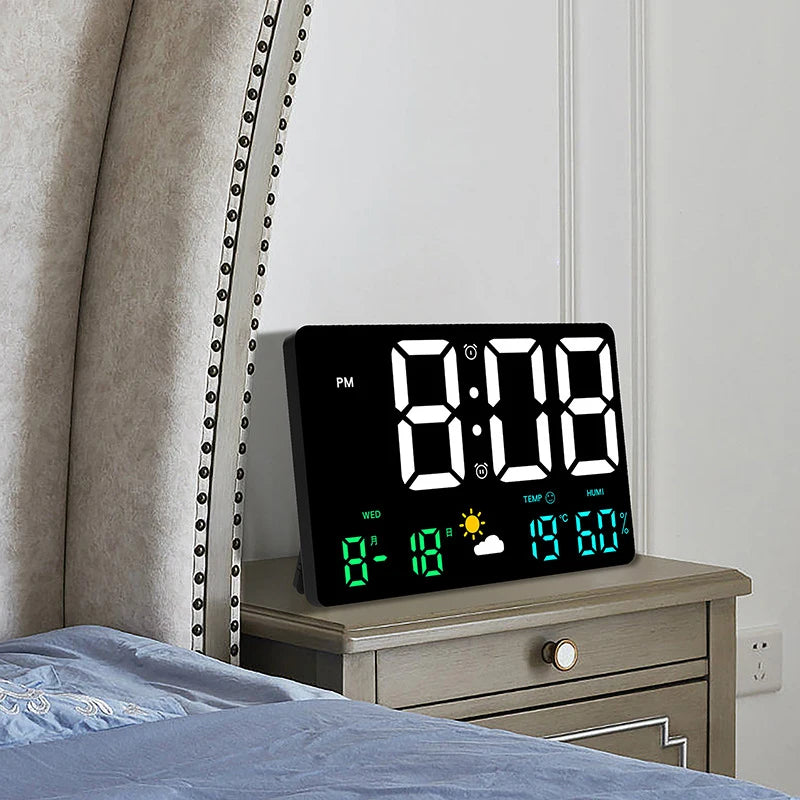 Horloge Murale LED Multifonction | Température Humidité Météo | Télécommande 24cm