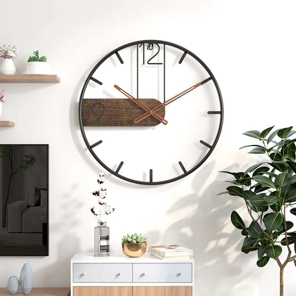 Horloge Industrielle Métal Bois | Loft Urbain Chic | Silencieuse