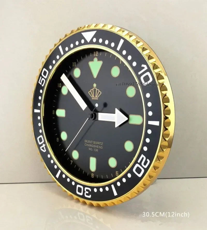 Horloge Murale Montre Luxe Lumineuse | Style Plongée Premium | 30cm Silencieuse
