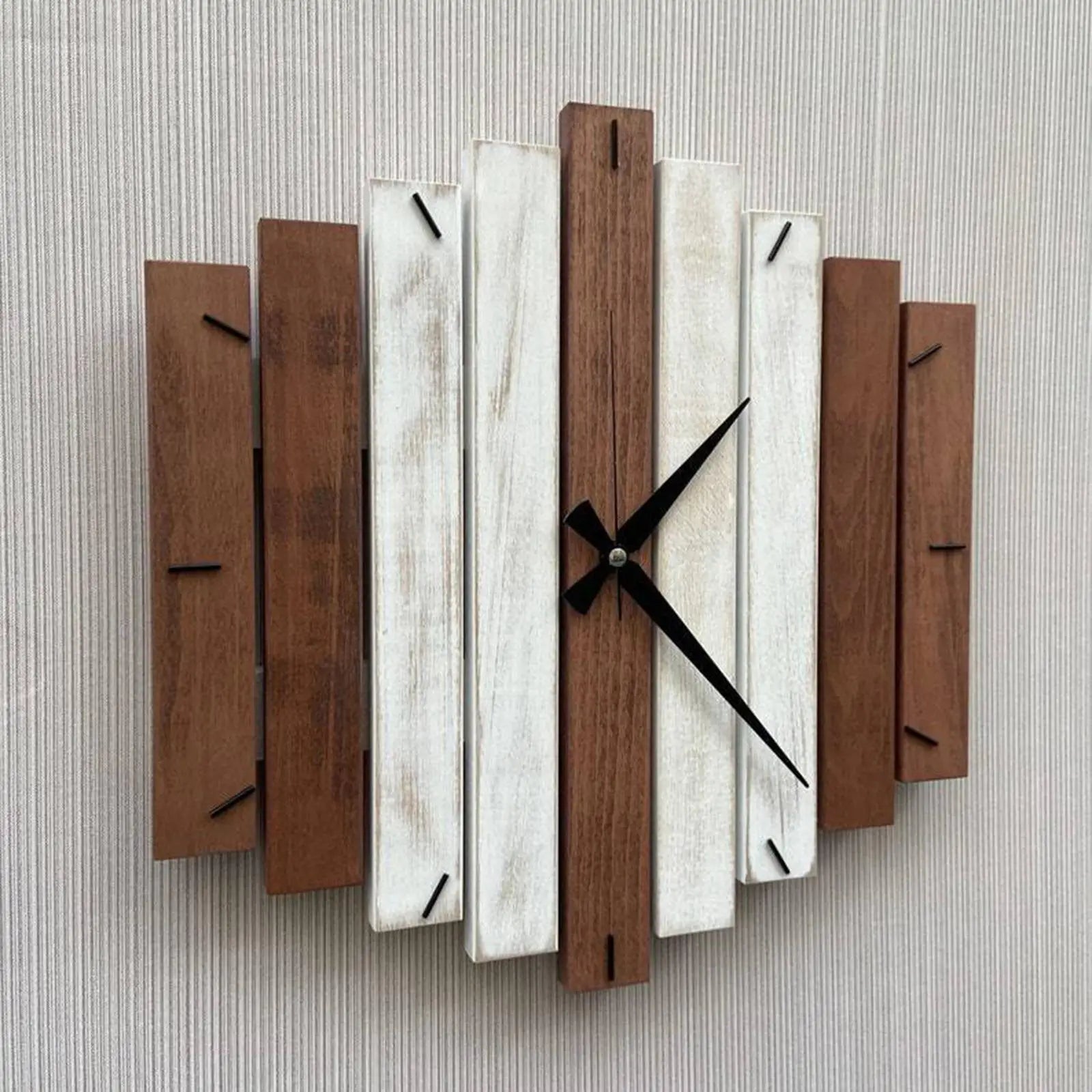 Horloge Bois Géométrique | Design Steampunk Lames Éventail | Silencieuse