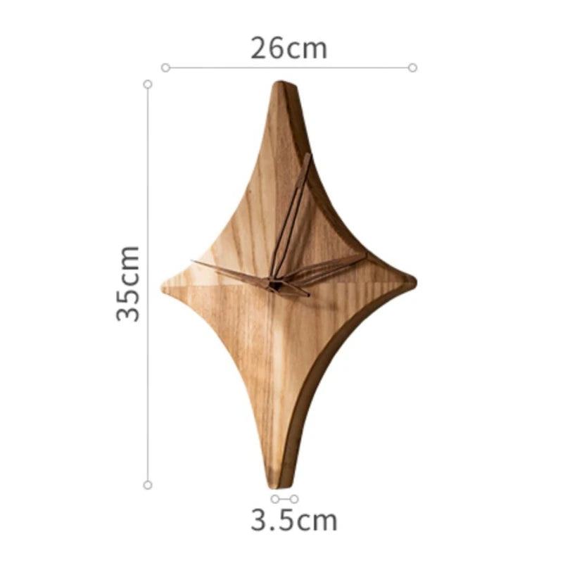 Horloge Sculpture Étoile Bois | Design Géométrique | Silencieuse
