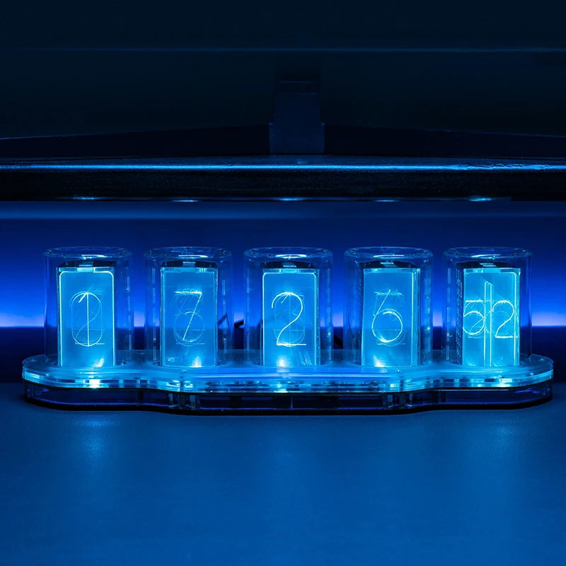 Horloge Nixie Tube Authentique | 5 Tubes RGB Transparent | Bureau