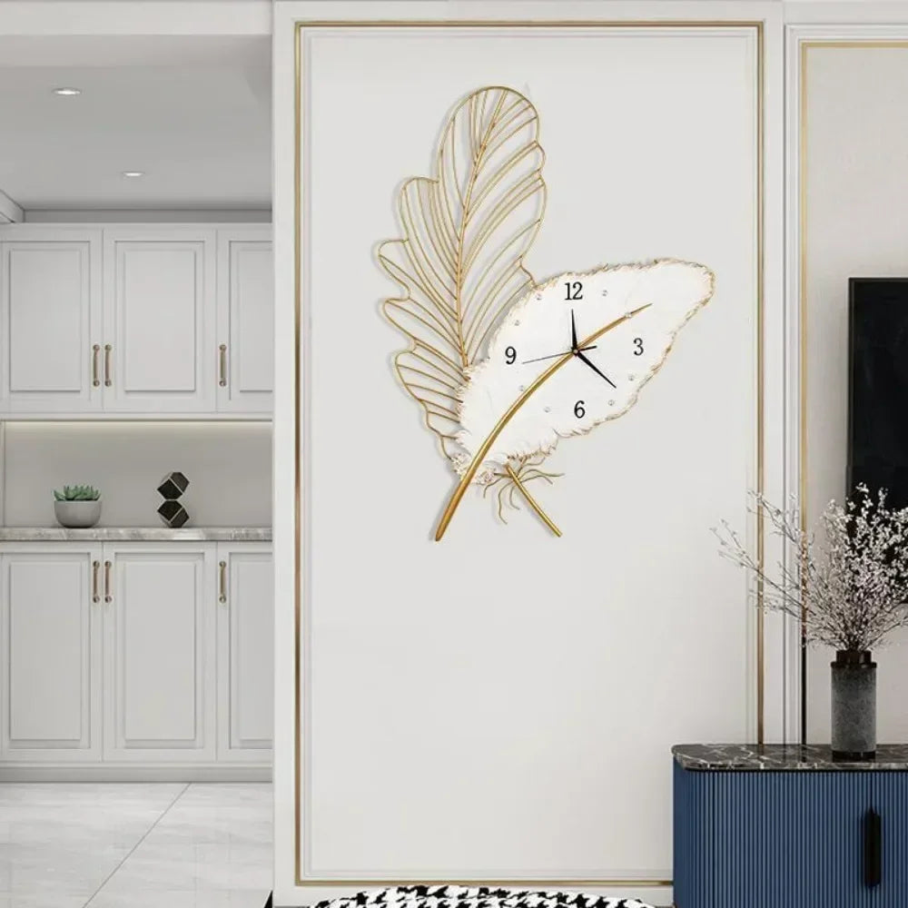 Horloge Murale Feuille Design | Artistique Salon Raffiné | Élégante 78cm