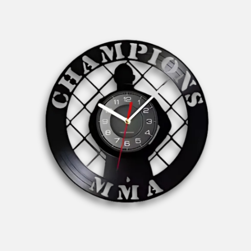 Horloge Murale Design MMA | Vinyle Recyclé Silencieuse | Sports Combat 30cm