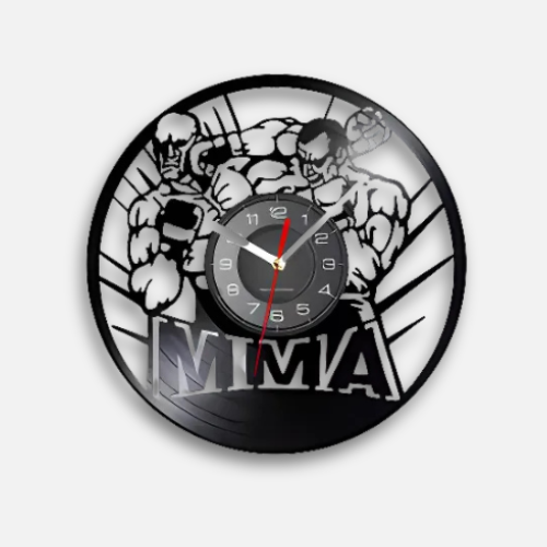 Horloge Murale Design MMA | Vinyle Recyclé Silencieuse | Sports Combat 30cm