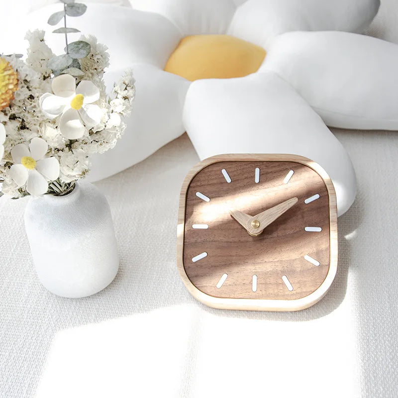 Petite Horloge Noyer Nordique | Minimaliste Artisanal | Silencieuse