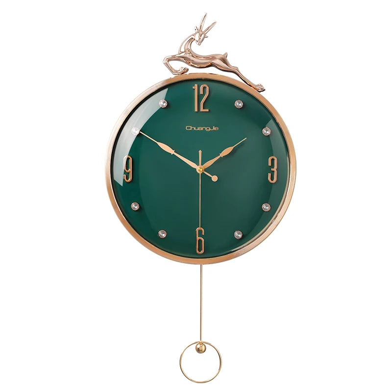 Horloge Cerf Doré Nordique | Pendule Thérapeutique | Porte-Bonheur