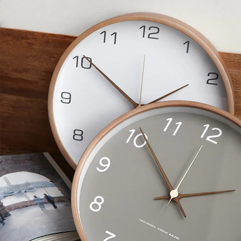Horloge Bois Verre Nordique | Luxe Discret Minimaliste | Silencieuse