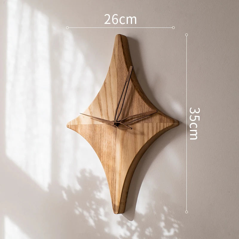 Horloge Sculpture Étoile Bois | Design Géométrique | Silencieuse