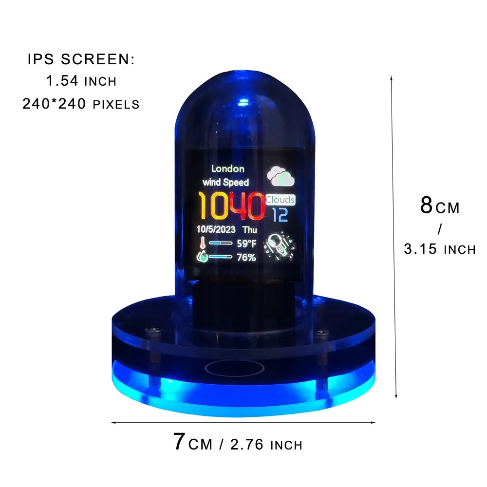 Horloge Nixie Cyberpunk | WiFi Station Météo RGB | Écran IPS