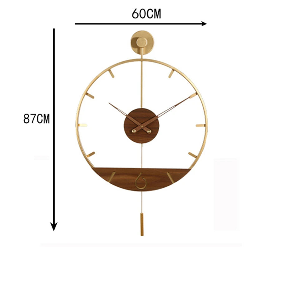 Horloge Design Rétro Balancier | Métal Bois Silencieuse | Grande 60cm Moderne