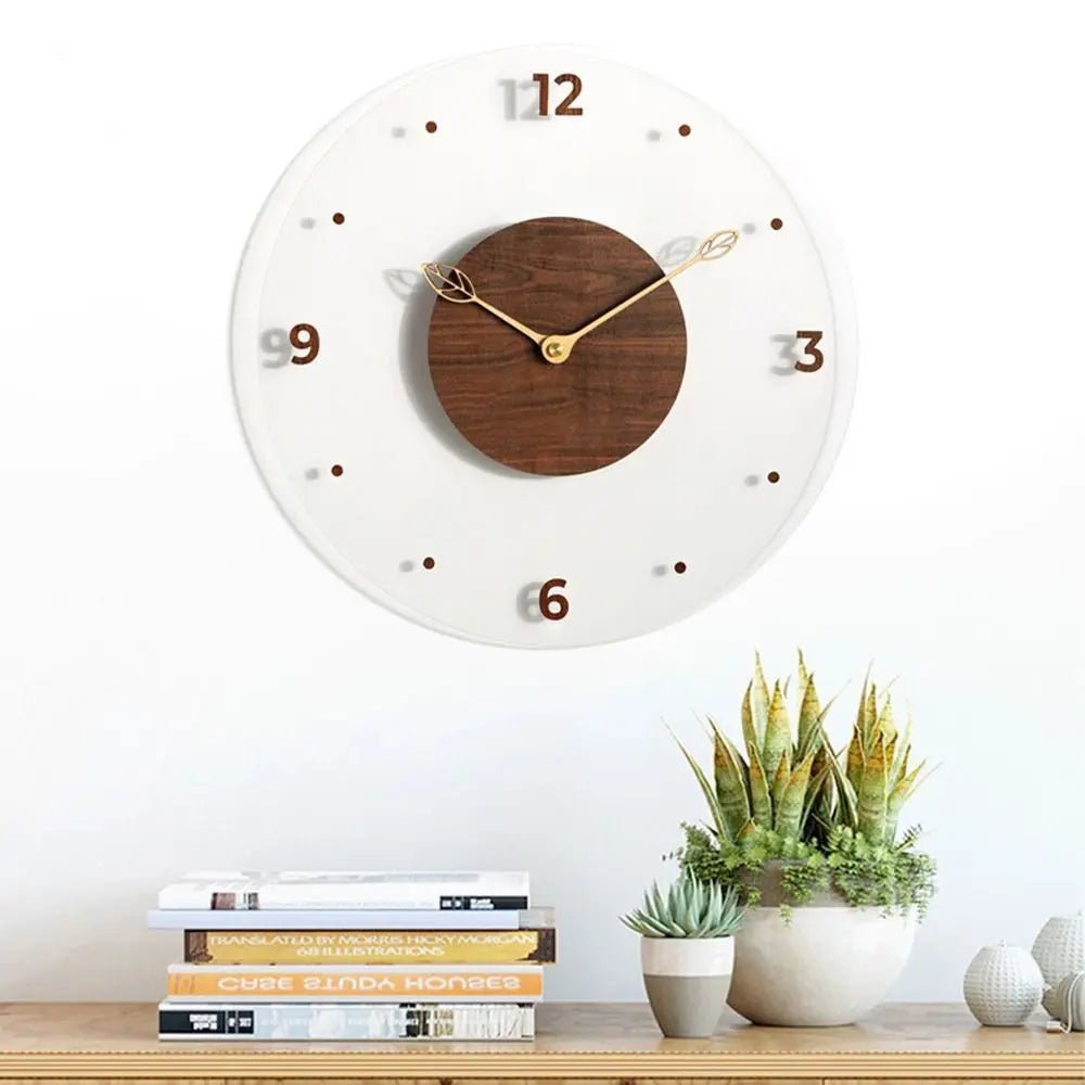Horloge Murale Design Bois & Acrylique Silencieuse