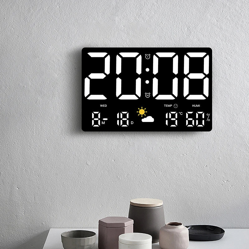 Horloge Murale LED Multifonction | Température Humidité Météo | Télécommande 24cm