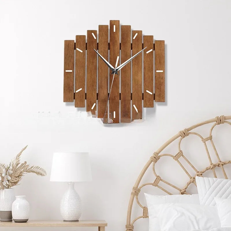 Horloge Bois Massif | Design Lamelles Unique | Silent Sweep