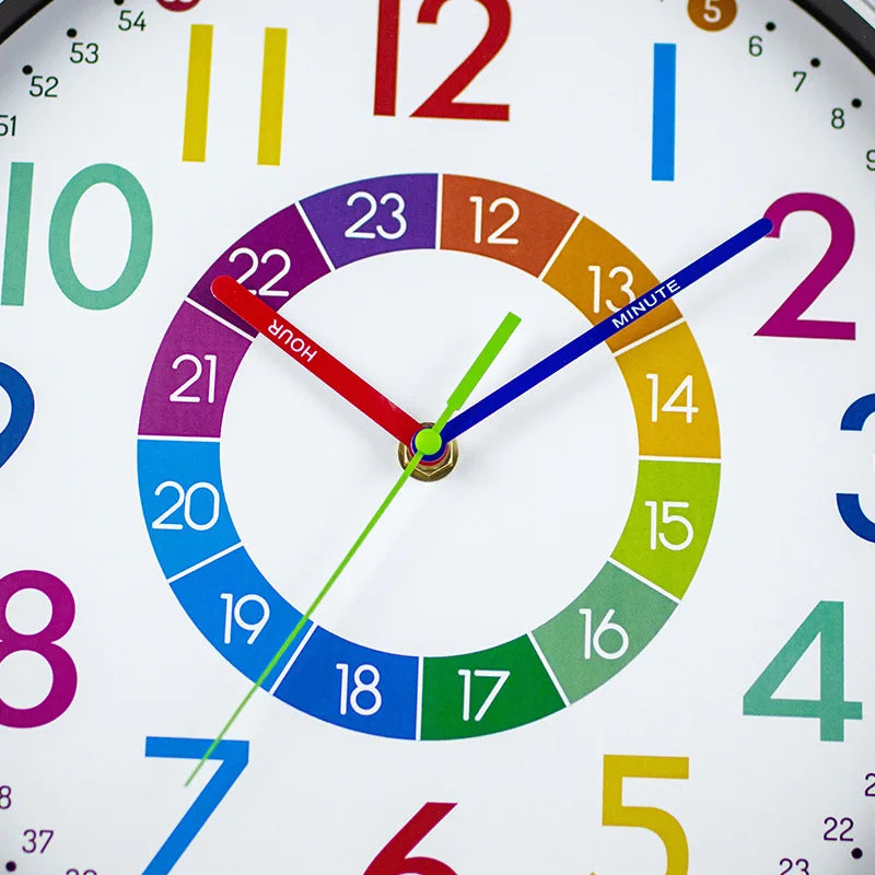 Horloge Murale Enfant Éducative | Apprentissage 12h/24h | Colorée Silencieuse 30cm