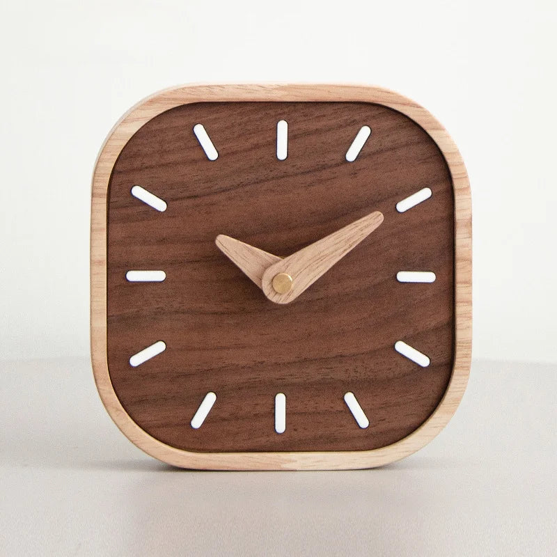 Petite Horloge Noyer Nordique | Minimaliste Artisanal | Silencieuse