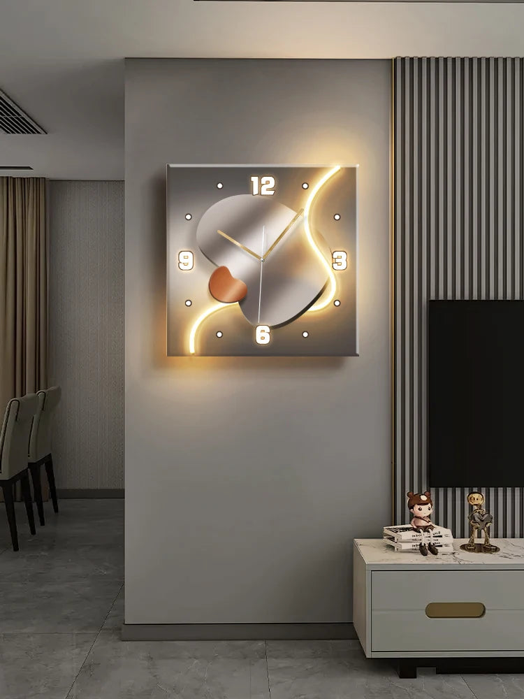 Horloge Lumineuse Design Moderne | Déco Murale Luxe | LED Salon 26-40cm