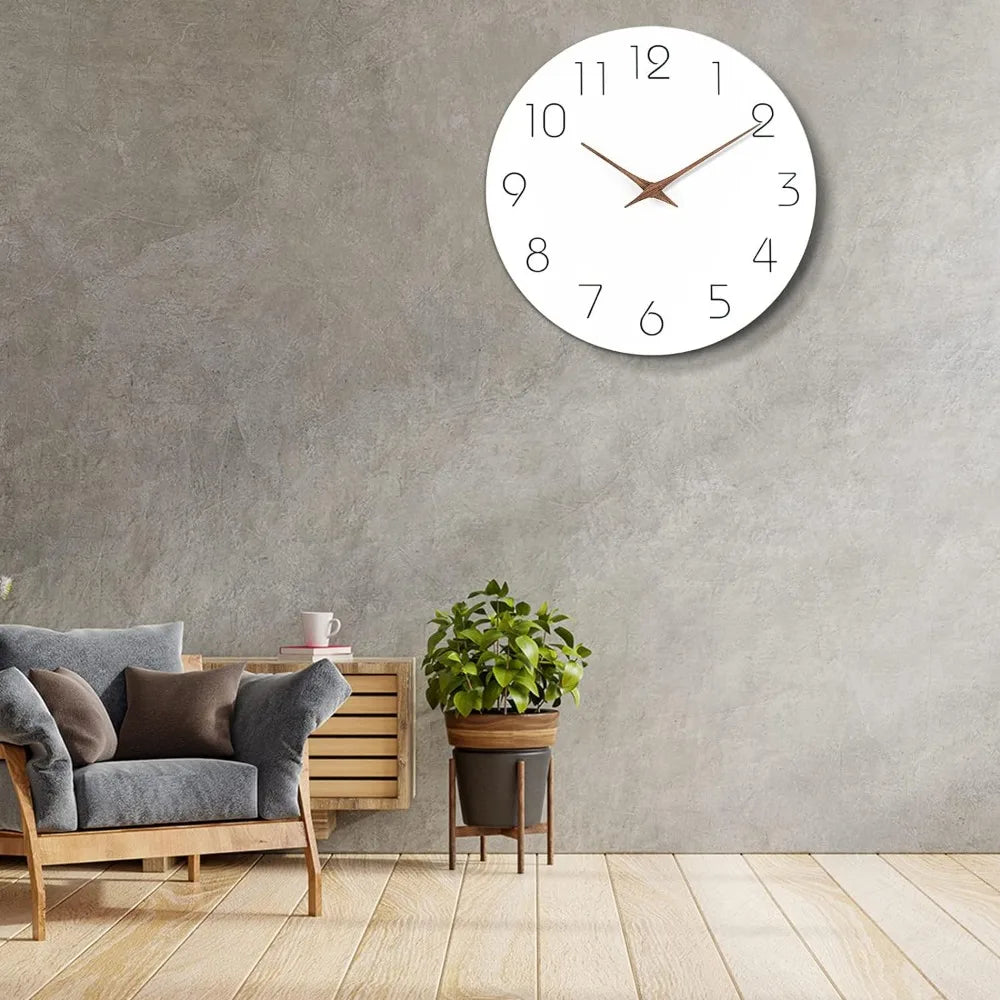 Horloge Murale Minimaliste Blanche | Design Moderne Silencieuse | 25-30cm Épurée