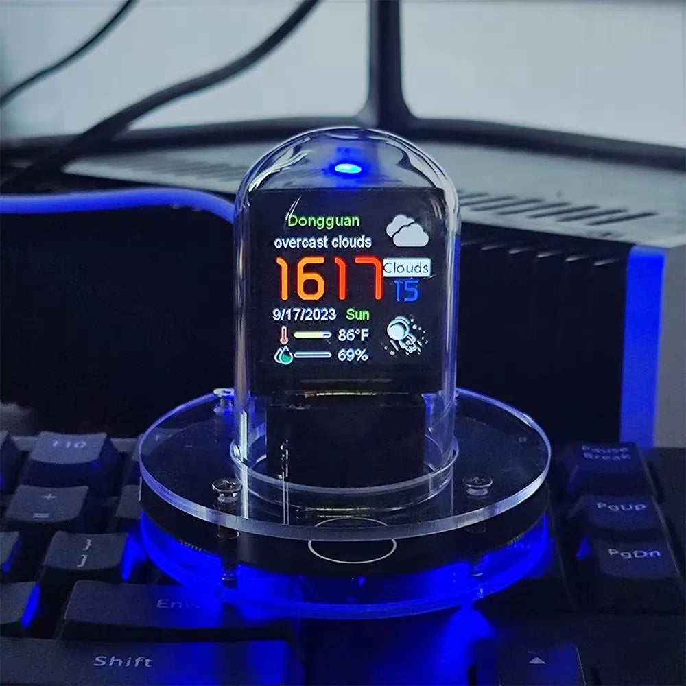 Horloge Nixie Cyberpunk | WiFi Station Météo RGB | Écran IPS