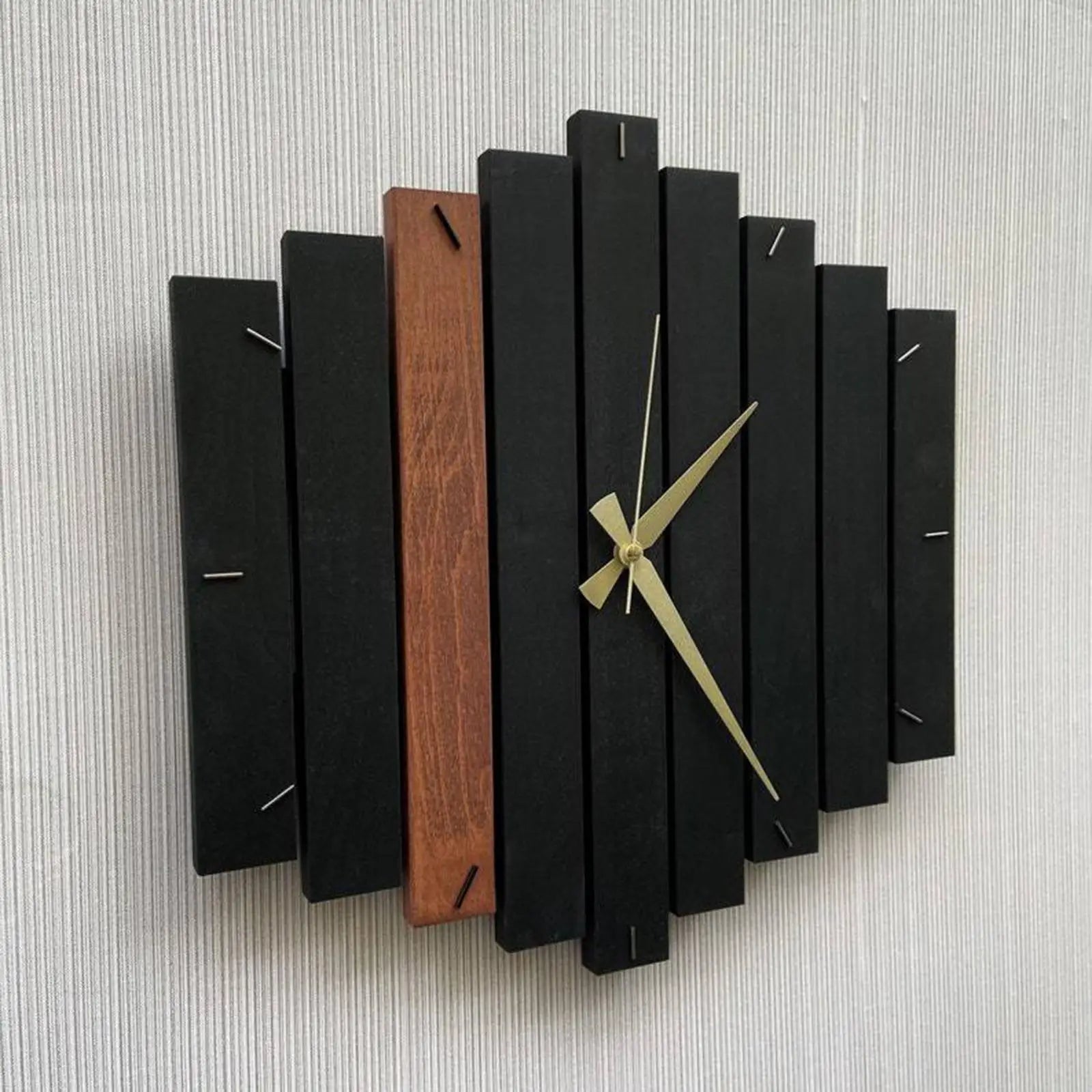 Horloge Bois Géométrique | Design Steampunk Lames Éventail | Silencieuse