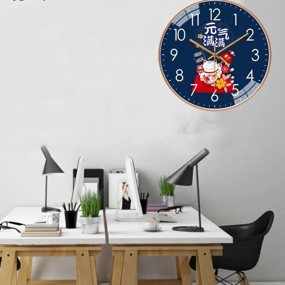 Horloge Chat Japonais | Maneki Neko Porte-Bonheur | Silencieuse