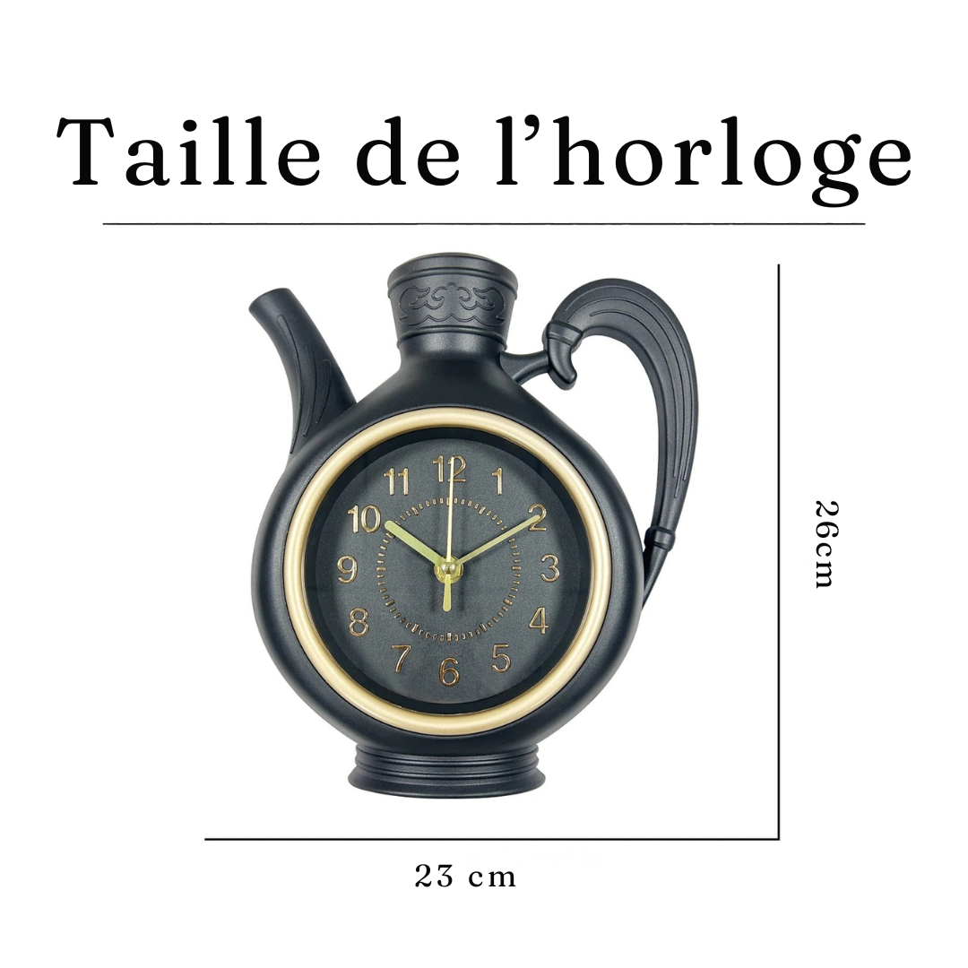 Horloge Déco Théière Cuisine | Style Original Antique | Silencieuse 23cm