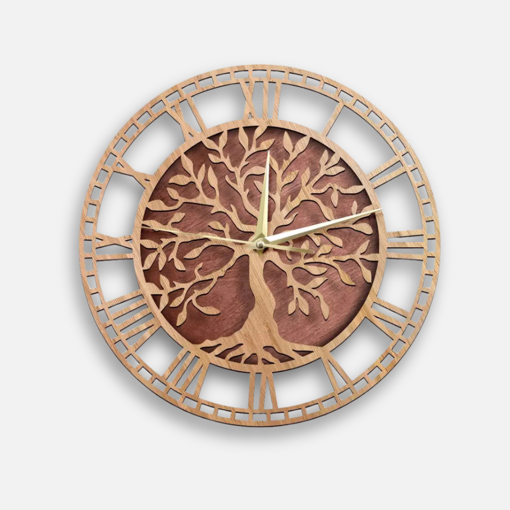 Horloge Arbre de Vie Bois | Énergie Positive Ferme | Silencieuse